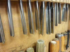 Chisels in cupboard