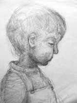 Child's head - pencil drawing