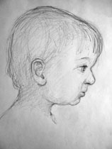 Child's head - pencil drawing